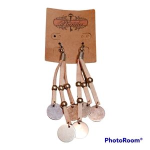 Boho Style earrings w/ leather drops